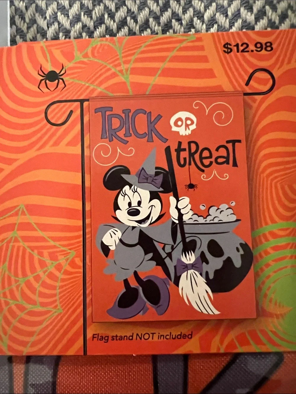 Disney Orange & Green Minnie Witch Halloween Garden Flag